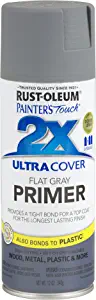 Rust-Oleum 249088 Painter’s Touch 2X Ultra Cover, 12 Fl Oz (Pack of 1), Flat Gray Mineral Primer, 12 Ounce