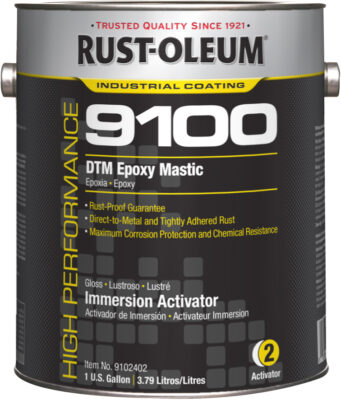 RUST-OLEUM HIGH PERFORMANCE V9100 System Low VOC DTM Epoxy Mastic - Immersion Activator Gloss Finish 340 VOC 1gal