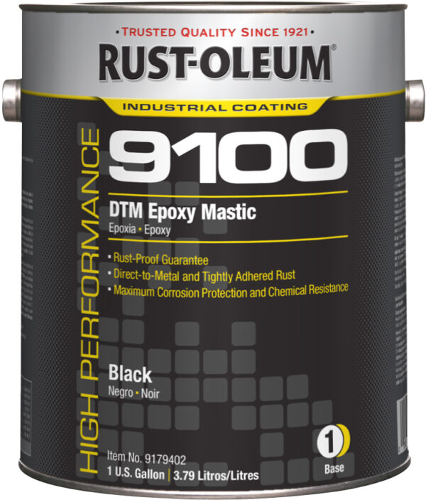 RUST-OLEUM HIGH PERFORMANCE 9100 System DTM Epoxy Mastic Black 1gal